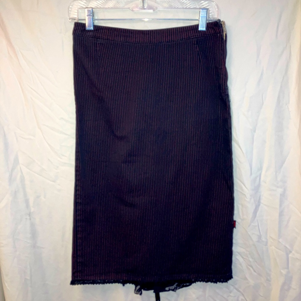 Tripp NYC red pinstripe wiggle skirt